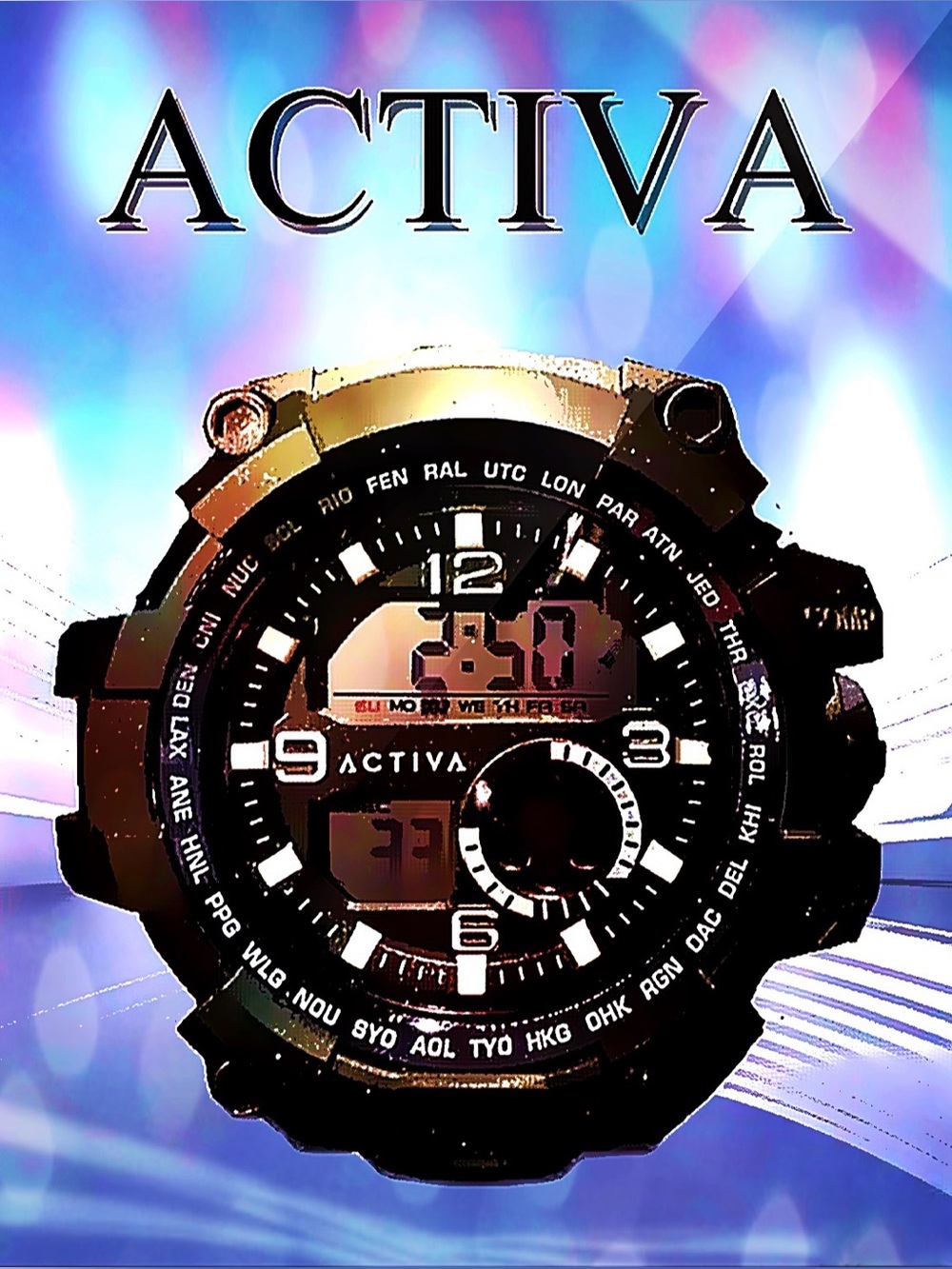 Activa by Invicta 495494 Dual Display Sport Watch in Black